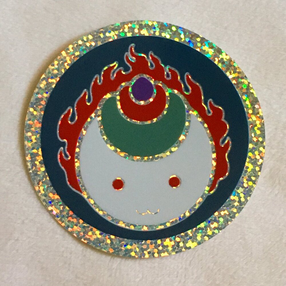 Retro 'Momo the Creature' White Version Holo Sticker — 5 for $25